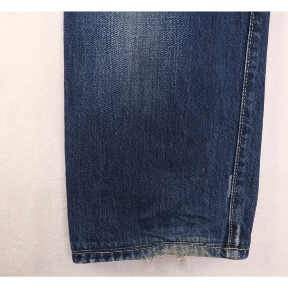 HUGO BOSS Selvedge-2 Men's Distressed Button Fly Straight Fit Denim Jeans 36X30 - Picture 3 of 16